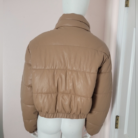 Forever 21 Tan Faux Leather Puffer Jacket - Picture 3 of 7